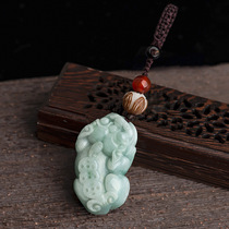 Ali Auctions Natural Emerald Leopard Leaner Mobile Phone Pendant China Wind Jade Car Key Buckle Ornament Hanging Pendant Bag Hung