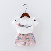 2021 new children 2 baby girl short sleeve female childrens clothing summer suit baby clothes 1-4 years old two-piece set