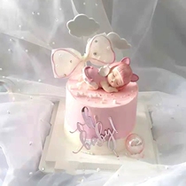 Net red barbed wire yarn rhinestone bow Birthday cake decoration flag girl heart dessert table layout bow