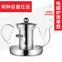 Induction cooker special teapot BOC-04 with filter liner 304 stainless steel flat bottled kettle heat-resistant glass pot
