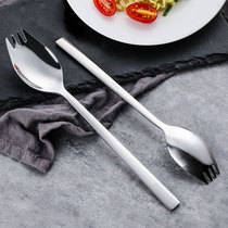 Eurole Fork Spoon Integrated Spoon 304 Stainless Steel Cute Salad Fork Creative Long Handle Spoon Fork Cutlery Suit