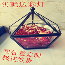 Creative wishing bottle Star glass bottle Full transparent origami bottle Geometric greenhouse fleshy glass flower home decoration