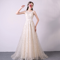  Dress skirt female 2021 new long party dinner noble and elegant thin birthday bridesmaid annual meeting toast service