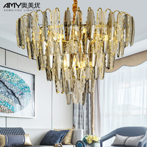 2019 New light luxury crystal chandelier post-modern minimalist Nordic round European living room dining room bedroom lamps