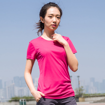 simboo summer outdoor leisure solid color T-shirt womens round neck short sleeve breathable quick-drying coat mens sports top