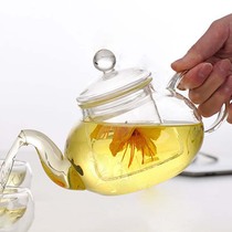 High boron silicon glass tea set glass teapot heat resistant flower teapot crystal large flower and grass teapot 600ml