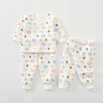 Dobby rabbit baby clothes Autumn and winter baby warm clothespin silk newborn underwear set Spring pure cotton autumn clothes and monk clothes