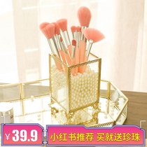 Spot antique glass brush bucket cosmetic brush storage box transparent brush tube makeup brush Desktop Storage