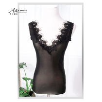 Xizis house with a small vest double-sided eyelash lace sexy lace top belly dance water mesh bottoming shirt