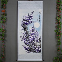 New products Chinese framed calligraphy and painting Celebrity Hung Painting Country Painting Rural Foyer Painting Decoration Painting Blue Bottom Moon Purple Plum