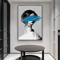 Hand-painted oil painting girl back modern porch corridor decorative painting Nordic living room sofa background wall restaurant hanging painting