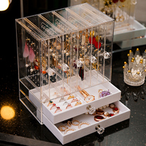 Jewelry storage box earrings earrings stud necklace display stand large capacity acrylic hand-free jewelry anti-oxidation artifact