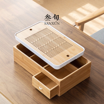 Three-year-old multi-purpose tea tray household simple modern storage tea table tea set storage box bamboo tray