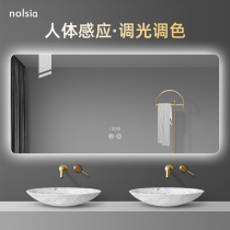 Simple smart bathroom mirror touch screen anti-fog wall-mounted vanity mirror with light luminous toilet washroom mirror
