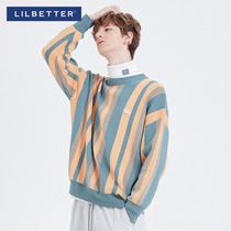 Lilbetter mens sweater winter trend striped sweater loose thread fashion base sweater sweater men