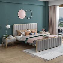 Nordic wind bed modern simple light luxury double bed apartment rental 1 5 meters iron bed single bed iron bed frame