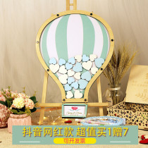 Hot air balloon love wood chip photo frame Fingerprint check-in tree Creative wedding birthday day decoration props supplies customization