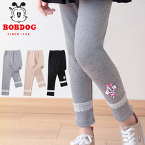 Babudou childrens spring and autumn leggings girls black outer wear foreign pants middle-aged childrens casual baby trousers