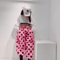 Bora bora Korean childrens clothing 2021 spring new umbilical loose top girls casual Korean hip-hop T-shirt tide