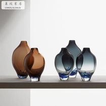Handmade glazed glass vase dried flower hydroponic flower living room ornaments home model room decoration simple modern