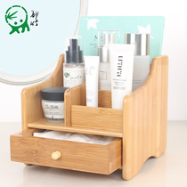 Desktop cosmetics storage box bamboo drawer type skin care products storage rack household simple European bamboo dressing table