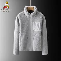 Rice Straw Man Outdoor grab jacket for men and womens coveted autumn and winter cardiovert fleece jacket thickened jacket thickened warm and breathable sportswear