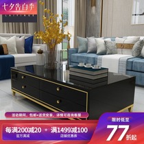 TV cabinet coffee table combination set Complete simple modern living room small apartment Light luxury stainless steel ins creative furniture