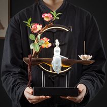 New Chinese led light ring back incense living room decoration TV cabinet porch ornaments home soft decoration Zen crafts