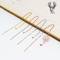 S925纯银T字耳线耳链DIY手工圆珠耳饰配件0 65MM盒子链带针耳线