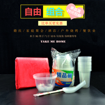 Disposable bowls chopsticks tableware sets spoons cups household parties banquets barbecues round bowls thickened plastic