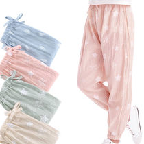 Summer cotton silk children anti-mosquito pants bloomers boys and girls cotton thin home air conditioning pants pajama pants beach pants