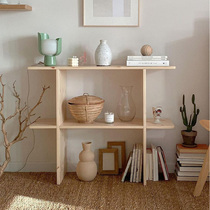 Solid wood partition shelf lattice bookshelf tic-tac-toe display rack cafe decoration tea restaurant clothing store photo background