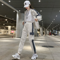 Sports Suit Women Wave Card Fashion 2022 Autumn Winter Clothing New Casual Loose Students Net Red Tooling Two Sets