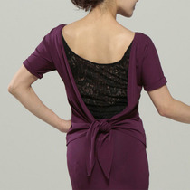 Exotic Dancing Latin Dance Top Female Adult New Short Sleeved Round Neck Lace Strap Strappings 17033