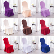 White simple hotel restaurant table seat cover wedding banquet chair cover conjoined elastic stool set fabric art
