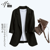 Black pitched suit jacket woman Xia thin yan Korean leisure wild lump body slim chic little suit women top