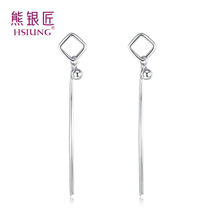 Silver bear silversmith 925 silver earrings female Korean temperament long tassel thread silver simple earrings to send girlfriend girlfriends