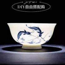 Every year more than bone china tableware tao wan Jingdezhen blue and white porcelain glaze color may be microwave household jobs noodle bowl