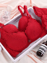 Japanese underwear women without steel ring small chest gathered thin wedding year sexy adjustable girl bra set