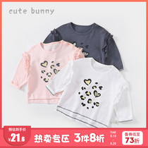 cutebunny baby autumn little girl long-sleeved T-shirt trendy baby cotton bottoming shirt female treasure top western style