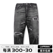 LAPRIMA jeans 21SS new knife cuts the DENIM Purple Line Snake Leather Card 15OZ Washed 90% Bull King