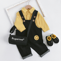 Boys and girls foreign-style denim pants 4 Spring 1 year old male baby shirt baby shirt baby clothes 0 new set