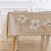 Tablecloth Table cloth Water-proof oil-proof leave-in pvc rectangular modern simple high-grade light coffee color Western table European style