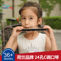 Harmonica childrens beginner tutorial Stainless steel 16-24 holes polyphonic c tune girl kindergarten student musical instrument toy