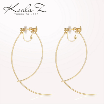 Minimalist cold wind Japanese Joker show before and after simple curve earrings earrings ear clip without ear hole female temperament spiral