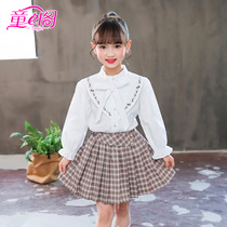 Girls single-breasted cotton embroidered shirt Lady style 2021 autumn long sleeve tops childrens white shirt foreign