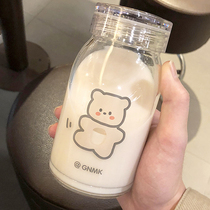 Heat-resistant glass breakfast cup simple student Mori water cup female Korean fresh cute girl heart portable Milk Cup