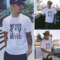 Boomer Yu Wenle Identical Short Sleeve Mens White Pure Cotton T-Shirt Round Collar Loose Half-Shirt Port Wind Day Ensemble Blouse T-Shirt Man