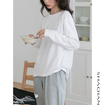100 lap pure white long sleeve T-shirt female spring autumn 2022 Fall new loose inner lap pure cotton undershirt