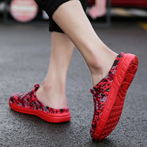 Summer hole shoes men beach sandals outdoor mens slippers 2021 new trend half slippers tide wear sandals